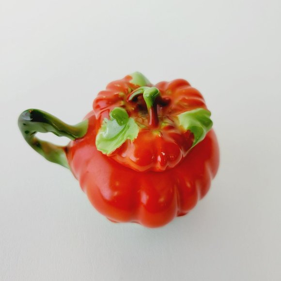 Vintage Royal Bayreuth Tomato Mustard Pot, Red & Green Kitchen Fruit Decor - Picture 2 of 12
